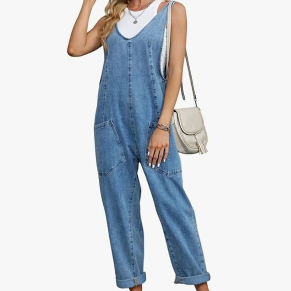 High Roller Pull Strap Iconic Light Blue Jumpsuit - Picture 4 of 4